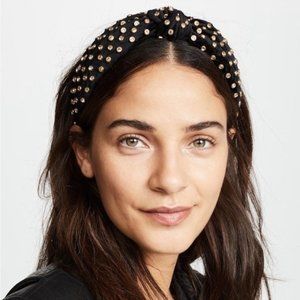 Lele Sadoughi Black Velvet Crystal Knotted Headband - Adult